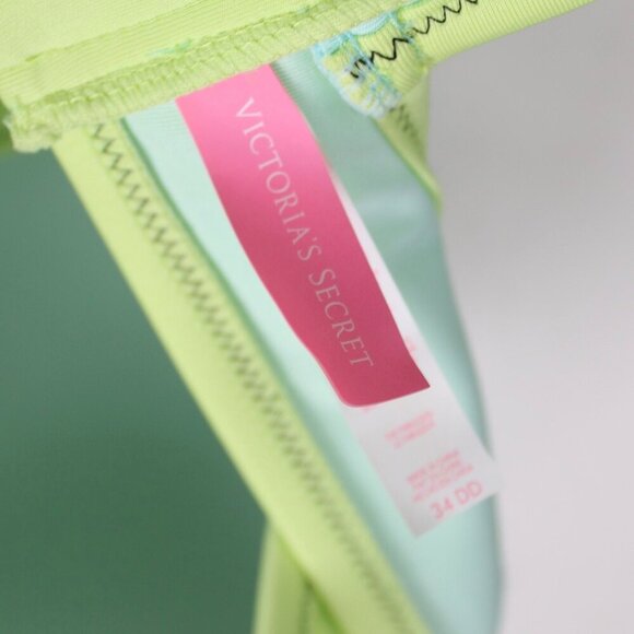 Victoria’s Secret Neoprene Blue Green Zipper Racerback Bikini Top Size 34DD - Picture 6 of 8